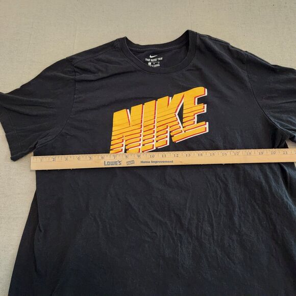 Nike Shirt Mens XL Black Short Sleeve Yellow NIKE Spell Out Athletic Tee - Picture 7 of 12